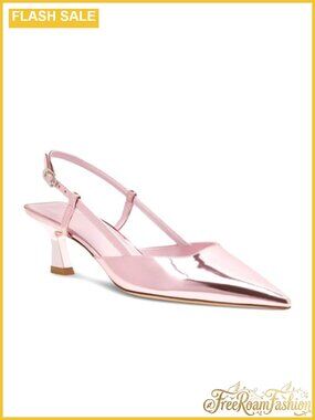 Slingback Pump Shoes with 2 Inch Heel Faux Leather Pointed Toe